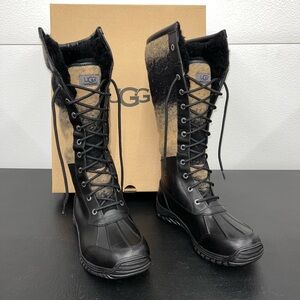 UGG Womens Size 10 Black Wool Lace Up Tall Adirondack Winter Boots 1013508 NWOT